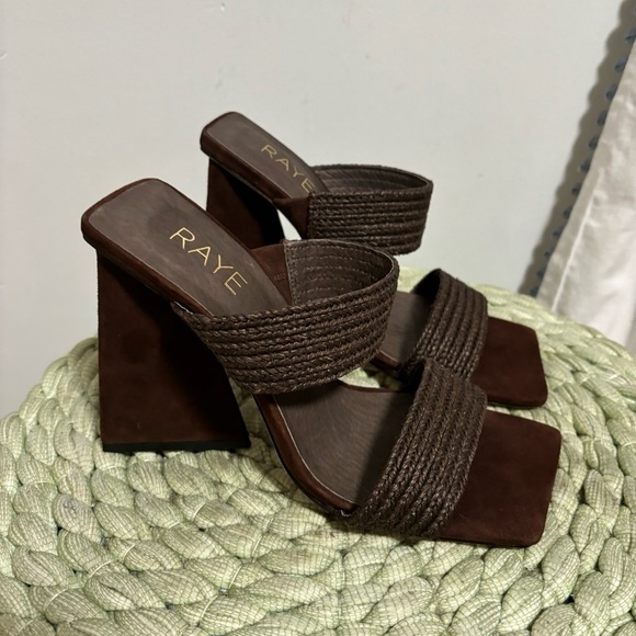 RAYE Brown Wedge Sandals - Picture 1 of 8